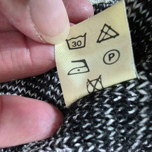 Laura Lorani Sweater Black White Geometric Print Wool Blend Long Sleeve No Size - Picture 9 of 10